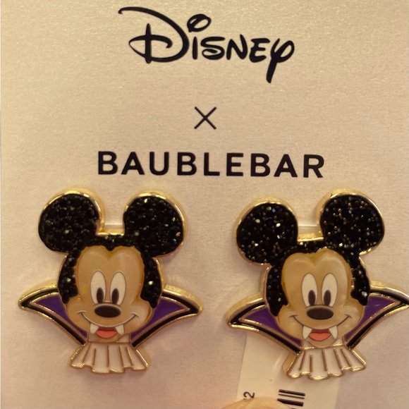 Disney Baublebar Mickey Mouse Dracula 🧛‍♀️ Halloween earrings NIP - Picture 1 of 1